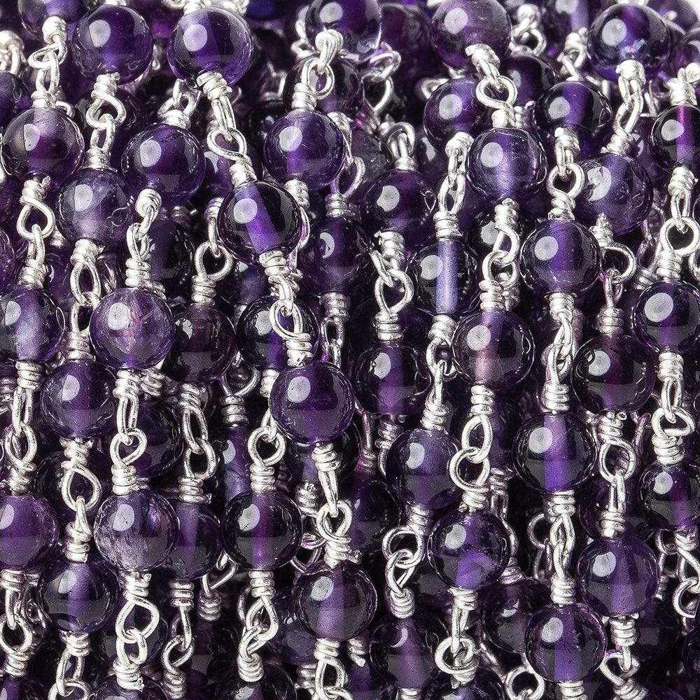 3-3.5mm Amethyst plain round Silver plated Chain by the foot (ONLINE ORDER ONLY)