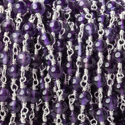 3-3.5mm Amethyst plain round Silver plated Chain by the foot (ONLINE ORDER ONLY)