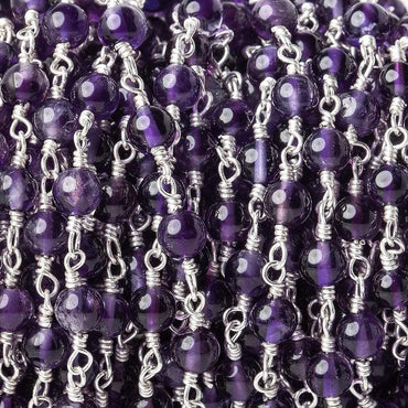 3-3.5mm Amethyst plain round Silver plated Chain by the foot (ONLINE ORDER ONLY)