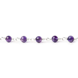 3-3.5mm Amethyst plain round Silver plated Chain by the foot (ONLINE ORDER ONLY)