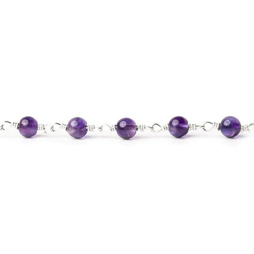 3-3.5mm Amethyst plain round Silver plated Chain by the foot (ONLINE ORDER ONLY)