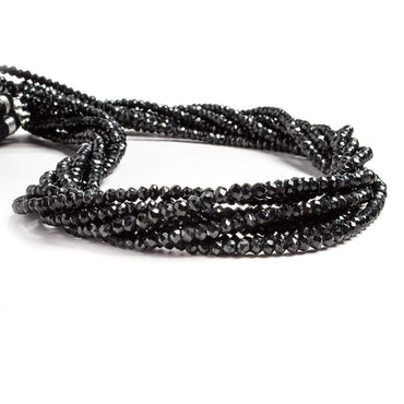 3-3.5mm Black Spinel Faceted Rondelle Beads 12 inch 135 pieces (ONLINE ORDER ONLY)