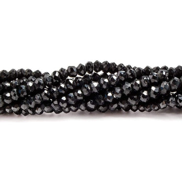 3-3.5mm Black Spinel Faceted Rondelle Beads 12 inch 135 pieces (ONLINE ORDER ONLY)