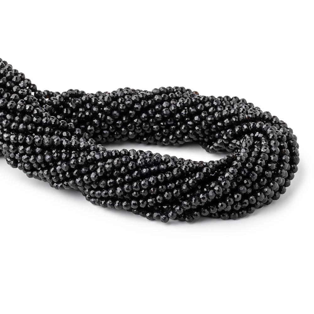 3-3.5mm Black Spinel faceted round beads 13.5 inch 100 beads (ONLINE ORDER ONLY)