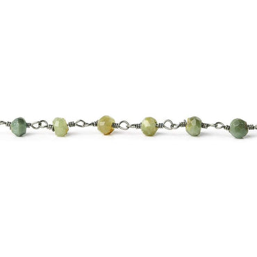 3-3.5mm Cat's Eye Green Quartz rondelle Black Gold plated Chain by the foot (ONLINE ORDER ONLY)
