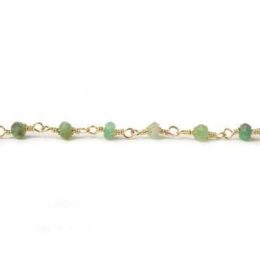 3-3.5mm Chrysoprase Gold plated Wire Wrapped Chain sold by the foot (ONLINE ORDER ONLY)