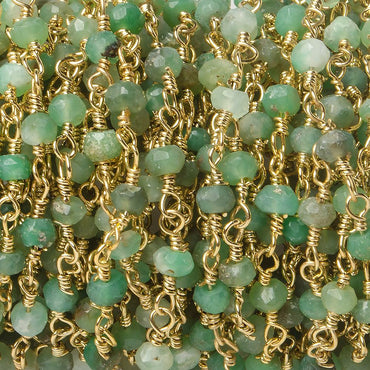 3-3.5mm Chrysoprase Gold plated Wire Wrapped Chain sold by the foot (ONLINE ORDER ONLY)