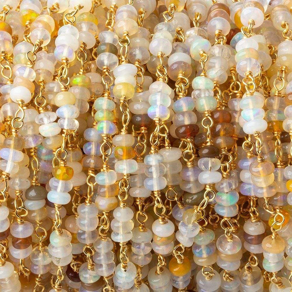 3-3.5mm Ethiopian Opal faceted rondelle clusters Vermeil Chain (ONLINE ORDER ONLY)