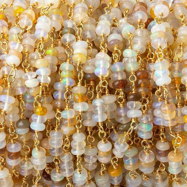 3-3.5mm Ethiopian Opal faceted rondelle clusters Vermeil Chain (ONLINE ORDER ONLY)