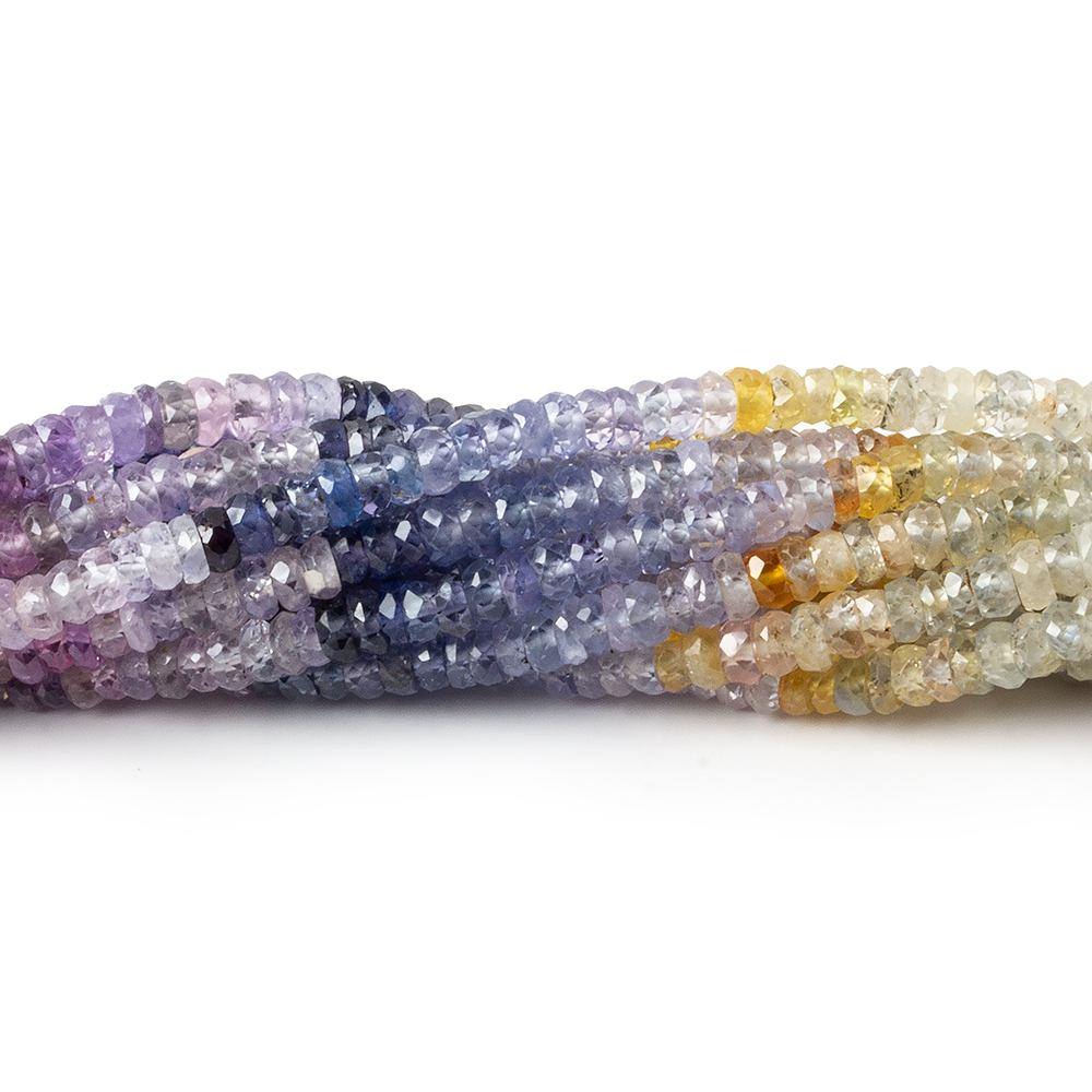 3-3.5mm Fancy Ceylon Sapphire faceted rondelles 16 inch 245 beads AA Grade (ONLINE ORDER ONLY)