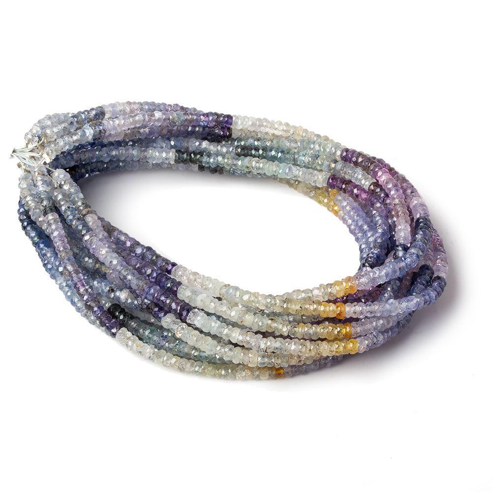 3-3.5mm Fancy Ceylon Sapphire faceted rondelles 16 inch 245 beads AA Grade (ONLINE ORDER ONLY)