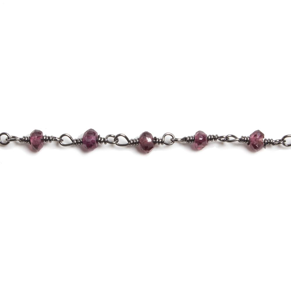 3-3.5mm Garnet faceted rondelle Black Gold Chain by the foot 36 pieces (ONLINE ORDER ONLY)