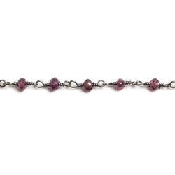 3-3.5mm Garnet faceted rondelle Black Gold Chain by the foot 36 pieces (ONLINE ORDER ONLY)