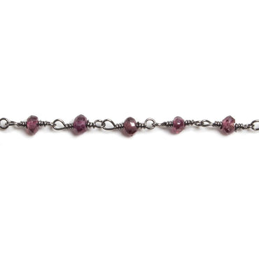 3-3.5mm Garnet faceted rondelle Black Gold Chain by the foot 36 pieces (ONLINE ORDER ONLY)