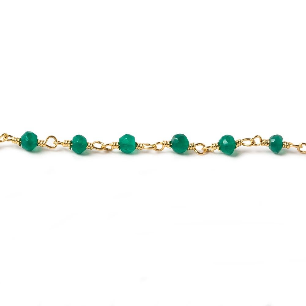 3-3.5mm Green Onyx faceted rondelle Gold Chain by the foot (ONLINE ORDER ONLY)
