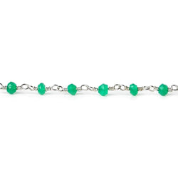 3-3.5mm Green Onyx faceted rondelle Silver plated Chain by the foot (ONLINE ORDER ONLY)