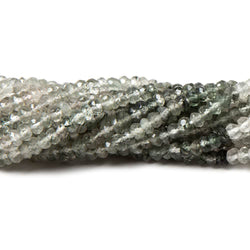 3-3.5mm Green Tourmalinated Quartz faceted rondelles 14 inch 165 beads (ONLINE ORDER ONLY)