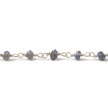 3-3.5mm Iolite Silver Plated Wire Wrapped Chain by the foot (ONLINE ORDER ONLY)