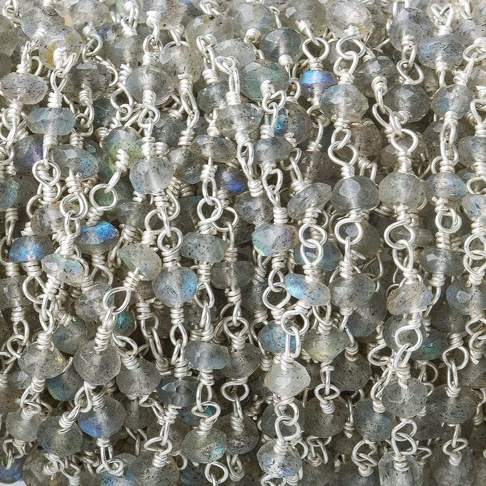 3-3.5mm Labradorite Silver plated Chain by the foot (ONLINE ORDER ONLY)