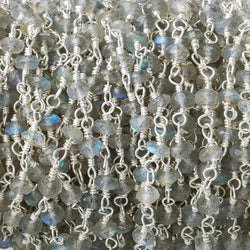 3-3.5mm Labradorite Silver plated Chain by the foot (ONLINE ORDER ONLY)