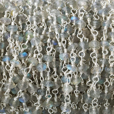 3-3.5mm Labradorite Silver plated Chain by the foot (ONLINE ORDER ONLY)