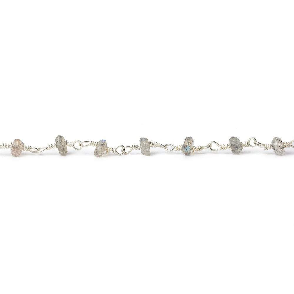 3-3.5mm Labradorite Silver plated Chain by the foot (ONLINE ORDER ONLY)
