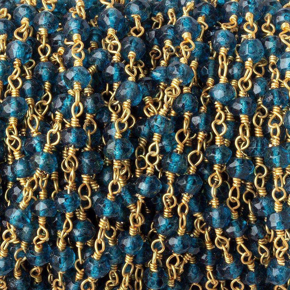 3-3.5mm London Blue Quartz Vermeil Chain by the foot 38 beads (ONLINE ORDER ONLY)