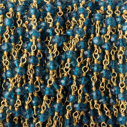 3-3.5mm London Blue Quartz Vermeil Chain by the foot 38 beads (ONLINE ORDER ONLY)