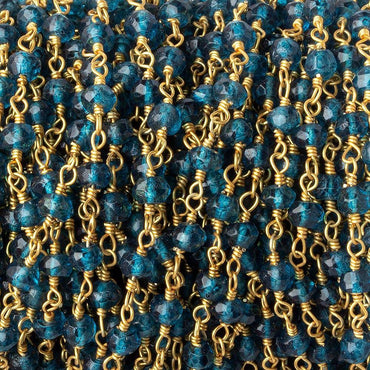 3-3.5mm London Blue Quartz Vermeil Chain by the foot 38 beads (ONLINE ORDER ONLY)