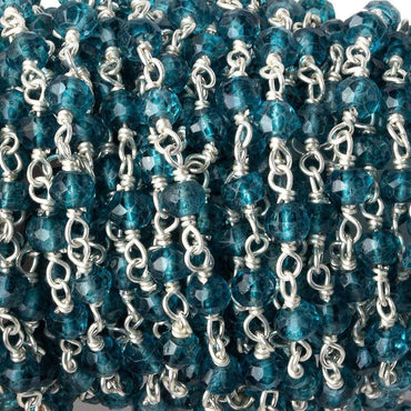 3-3.5mm London Blue Quartz Sterling Silver Chain by the foot 38 beads (ONLINE ORDER ONLY)