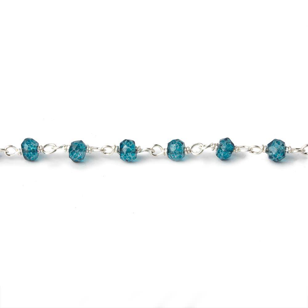 3-3.5mm London Blue Quartz Sterling Silver Chain by the foot 38 beads (ONLINE ORDER ONLY)