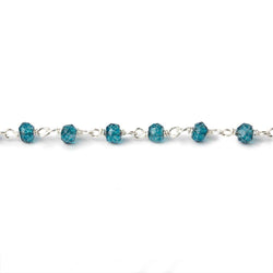 3-3.5mm London Blue Quartz Sterling Silver Chain by the foot 38 beads (ONLINE ORDER ONLY)
