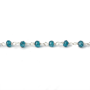 3-3.5mm London Blue Quartz Sterling Silver Chain by the foot 38 beads (ONLINE ORDER ONLY)