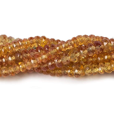 3-3.5mm Mandarin Orange Songea Sapphire Faceted Rondelle 16 inch 222 pcs (ONLINE ORDER ONLY)