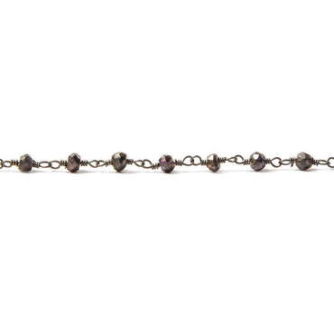 3-3.5mm Metallic Chocolate Spinel rondelle Black Gold Chain by the foot 39 pcs (ONLINE ORDER ONLY)