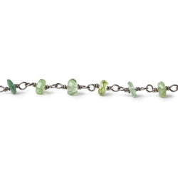 3-3.5mm Moss Aquamarine tonal faceted rondelle Black Gold .925 Silver Chain by the foot 45 beads AAA (ONLINE ORDER ONLY)