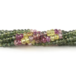 3-3.5mm Multi Color Sapphire Faceted Rondelles 16 inch 200 Beads (ONLINE ORDER ONLY)