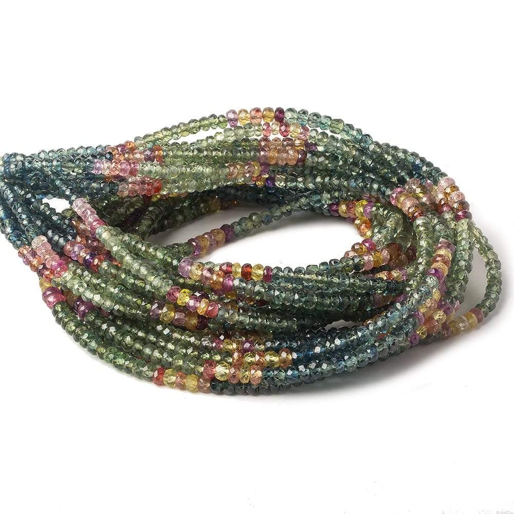 3-3.5mm Multi Color Sapphire faceted rondelles 16 inch 200 pieces (ONLINE ORDER ONLY)
