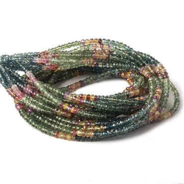 3-3.5mm Multi Color Sapphire faceted rondelles 16 inch 200 pieces (ONLINE ORDER ONLY)