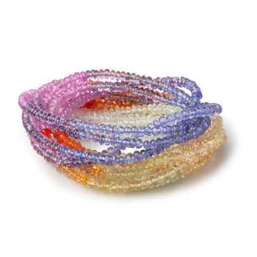 3-3.5mm Multi Gemstone Plain Rondelle 18 inch 221 Beads AAA (ONLINE ORDER ONLY)