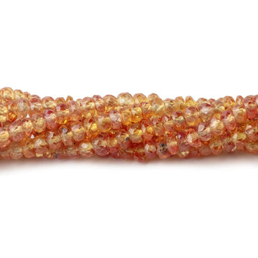 3-3.5mm Orange Songea Sapphire Faceted Rondelles 16 inch 227 Beads (ONLINE ORDER ONLY)