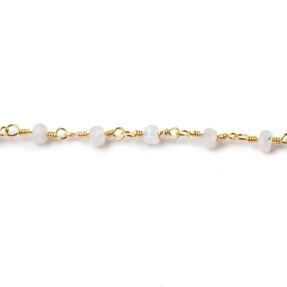 3-3.5mm Rainbow Moonstone faceted rondelle Gold plated Chain 37 pieces (ONLINE ORDER ONLY)