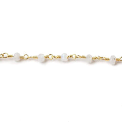 3-3.5mm Rainbow Moonstone faceted rondelle Gold plated Chain 37 pieces (ONLINE ORDER ONLY)
