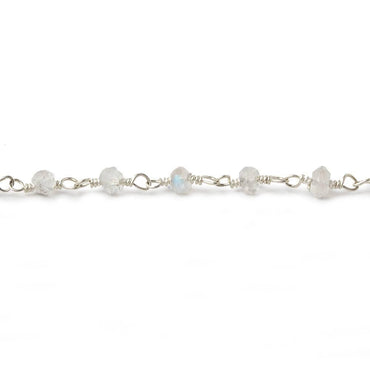 3-3.5mm Rainbow Moonstone Silver plated Wire Wrapped Chain 38 pcs (ONLINE ORDER ONLY)