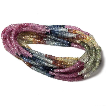 3.5mm Ruby & Fancy Sapphire faceted rondelle beads 15.75 inch 224 pieces A (ONLINE ORDER ONLY)
