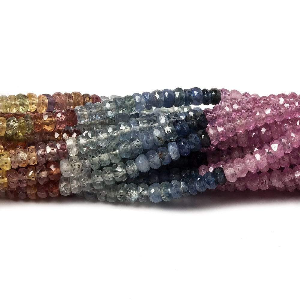 3.5mm Ruby & Fancy Sapphire faceted rondelle beads 15.75 inch 224 pieces A (ONLINE ORDER ONLY)