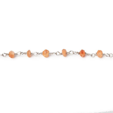 3-3.5mm Sunstone Faceted Rondelles on Silver Plated Chain (ONLINE ORDER ONLY)