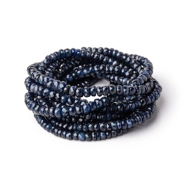 3-4.5mm Cambodian Blue Sapphire Faceted Rondelles 16 inch 180 Beads (ONLINE ORDER ONLY)