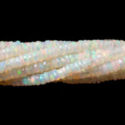 3-4.5mm Ethiopian Cream White Opal faceted heshi beads 16 inch 285 pieces (ONLINE ORDER ONLY)