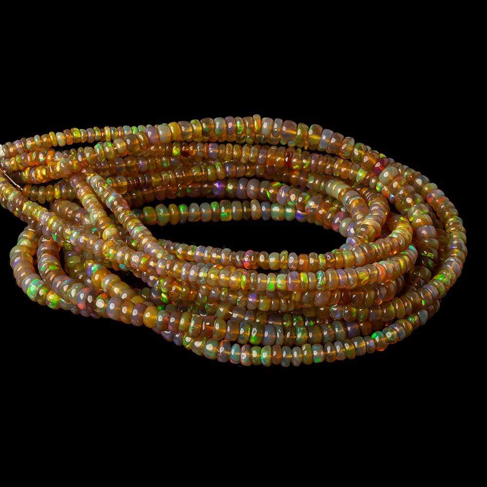 3-4.5mm Ethiopian Opal plain rondelle beads 16 inch 180 pieces AA (ONLINE ORDER ONLY)
